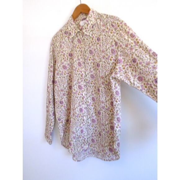 XIRENA Beau Button Down Oversized Boyfriend Shirt Top Ivy Vines Tan S $180 - Picture 6 of 16